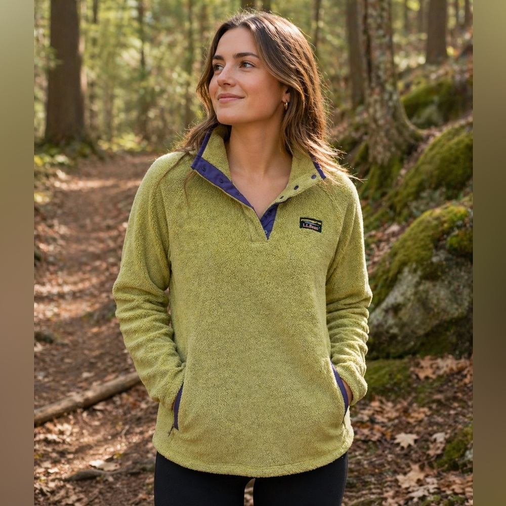 L.L. Bean Olive Green Fleece Pullover